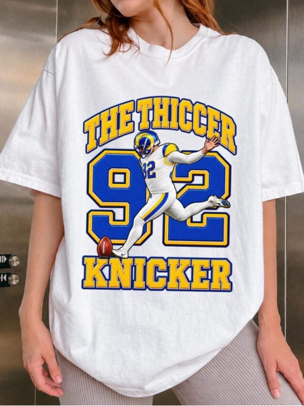 The Thicker Kicker Graphic T-Shirt, Retro Number 92 Football Sports